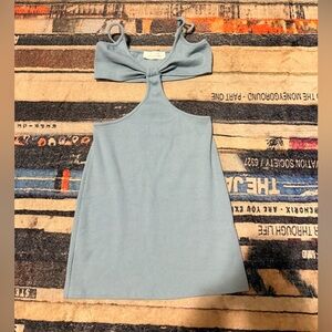 American Threads Light Blue Knotted ribbed knit cutout dress small